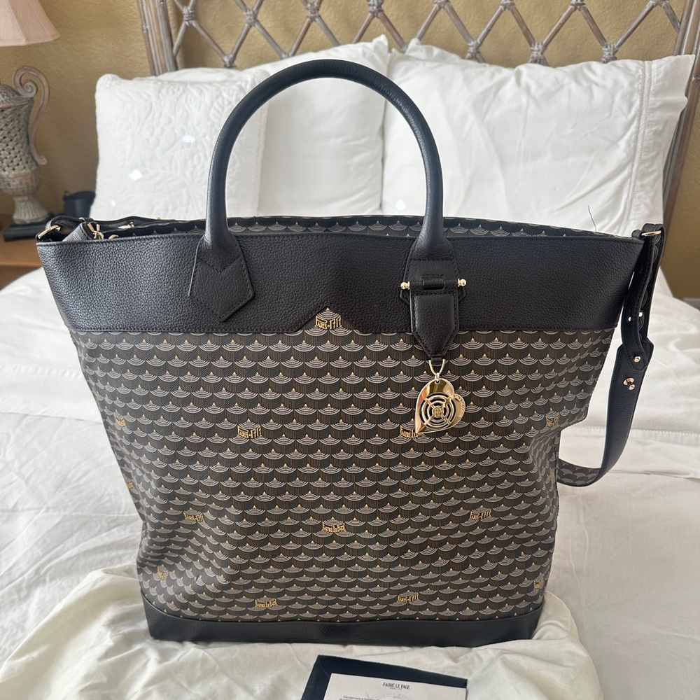 Faure Le Page Dark Brown and Gold Patterned Tote